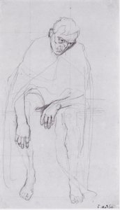 Anciano sentado - Estudio para las almas decepcionadas o para los cansados de la vida de Ferdinand Hodler